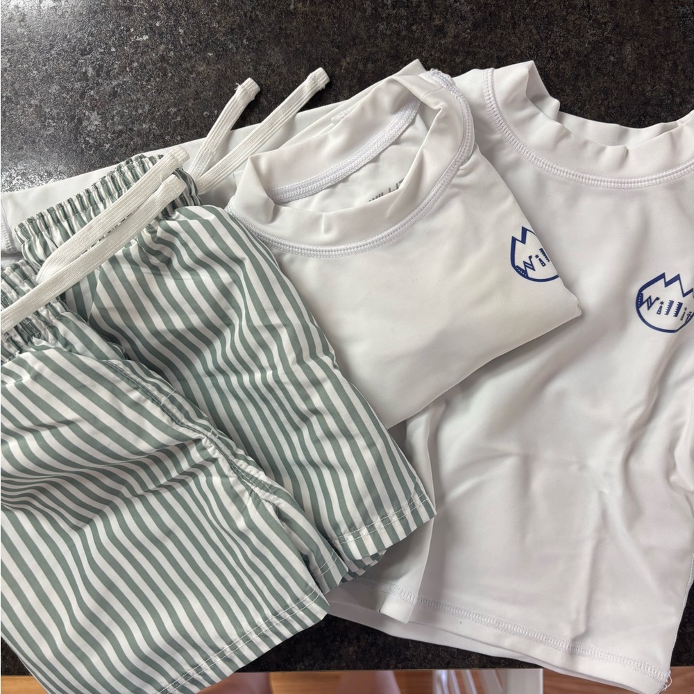 H&M 6-12 Months Swim Shorts and Willy 6-12 Months Rash Guard